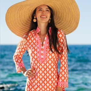 Barbara Gerwit Orange Pink Embroidered Tunic Dress